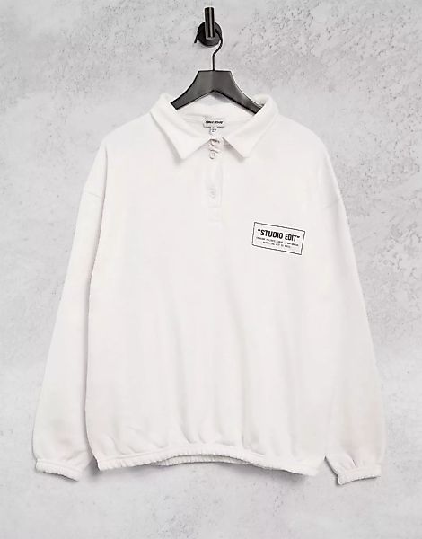 Public Desire – Oversize-Polohemd in Weiß mit Logo günstig online kaufen