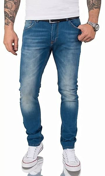 Gelverie Slim-fit-Jeans Herren Jeans Stonewashed Blau G-201 günstig online kaufen