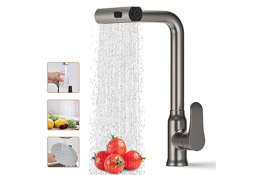 Rayofi Küchenarmatur Ausziehbar , mit Drei Strahlarten Spültischarmatur Küc günstig online kaufen