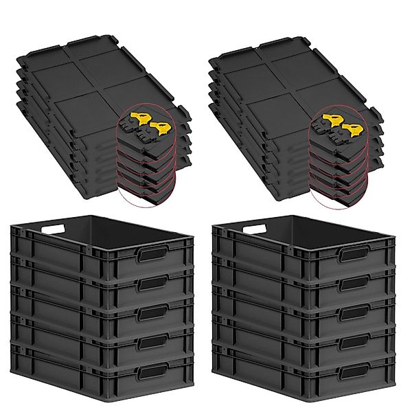 PROREGAL SuperSparSet 10x Eurobox Nextgen Grip Mit Scharnierdeckel Und Gelb günstig online kaufen