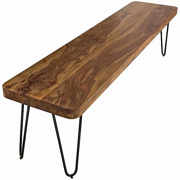 Esszimmer Sitzbank BAGLI Massiv-Holz Sheesham 120 x 45 x 40 cm Holz-Bank Na günstig online kaufen