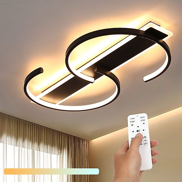 oyajia LED Deckenleuchte 38W Schwarz Geometrie günstig online kaufen