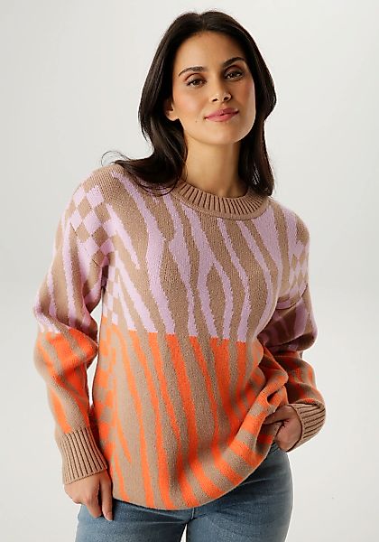 Aniston SELECTED Strickpullover mit fantasievoller Animal-Musterung - NEUE günstig online kaufen