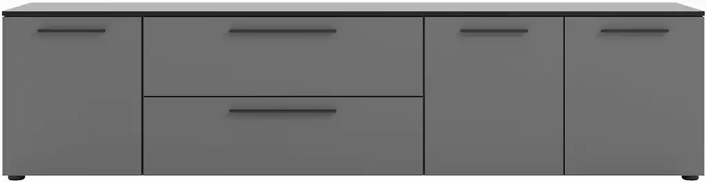 Manjana Möbel Lowboard "mit Schwarz matten Metallgriffen" günstig online kaufen