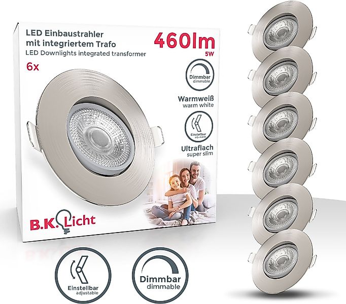 B.K.Licht LED Einbauleuchte 6er Set Einbaustrahler, günstig online kaufen