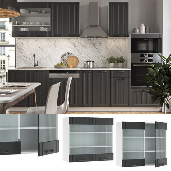 Vicco Glashängeschrank Fame-Line, Anthrazit/Weiß, 80 cm günstig online kaufen