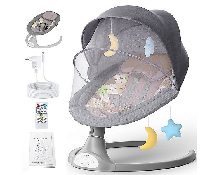 Insma Babywippe, elektrisch Babyschaukel bluetooth Musik 5 Gang 0-12 Monat günstig online kaufen