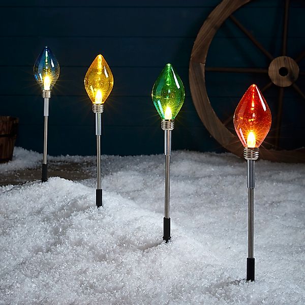 Lights4fun LED Dekolicht 4er Set LED Stableuchten mehrfarbig Weihnachtsdeko günstig online kaufen