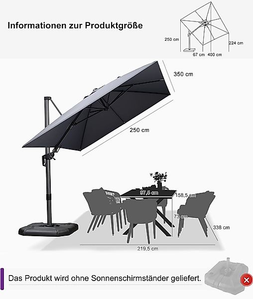 PURPLE LEAF Sonnenschirm Außenbereich Rechteckiger großer günstig online kaufen