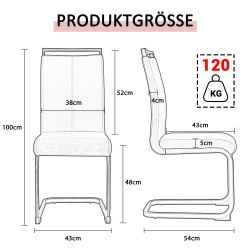 TavilaEcon Freischwinger Polsterstuhl Schwingstuhl Esszimmerstuhl, Anti-Rut günstig online kaufen