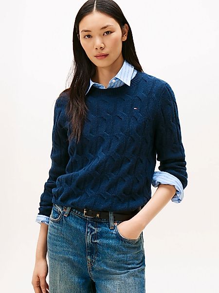 Tommy Hilfiger Strickpullover "SOFT WOOL CABLE C-NK" mit Zopfmuster, aus re günstig online kaufen