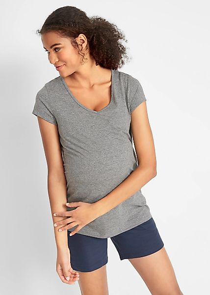 bonprix Umstandsshirt Packung, 2 tlg. figurumspielende Passform, kurze Ärme günstig online kaufen