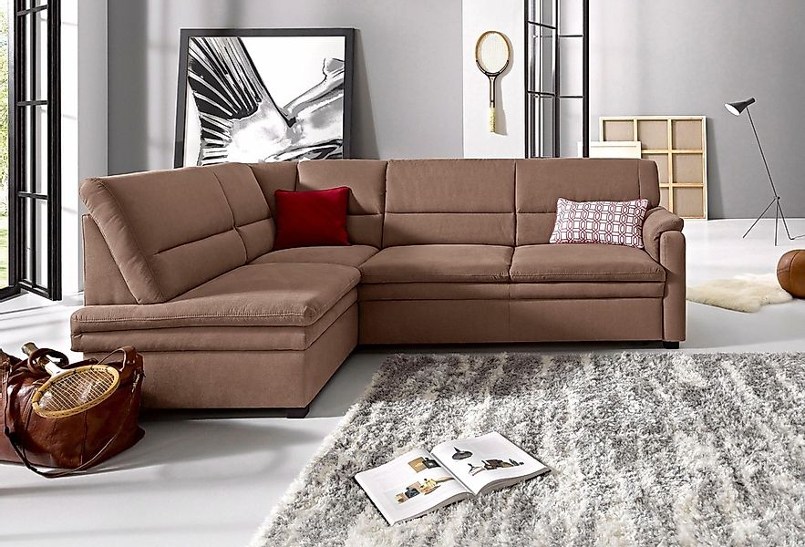 sit&more Ecksofa »Pisa L-Form«, mit Federkern, wahlweise mit Bettfunktion günstig online kaufen