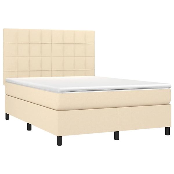 vidaXL Boxspringbett mit Matratze & LED Creme 140x200 cm Stoff 3134882 günstig online kaufen