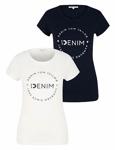 TOM TAILOR Denim T-Shirt, (Packung, 2 tlg., 2-er Pack) günstig online kaufen