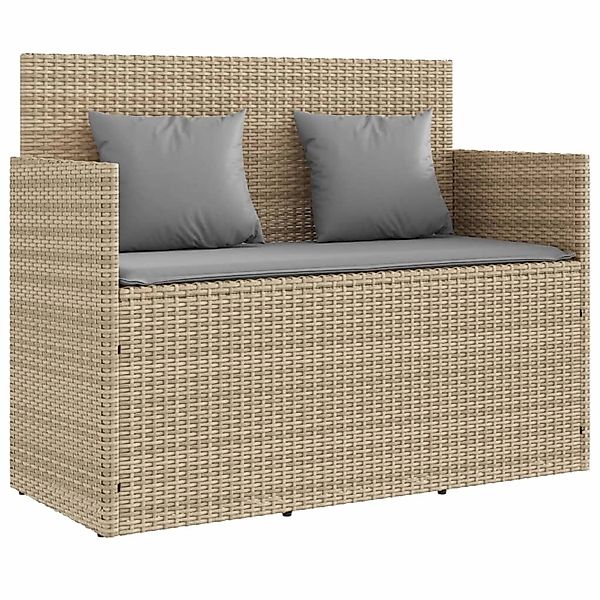 furnicato Gartenbank mit Kissen Beige Poly Rattan günstig online kaufen