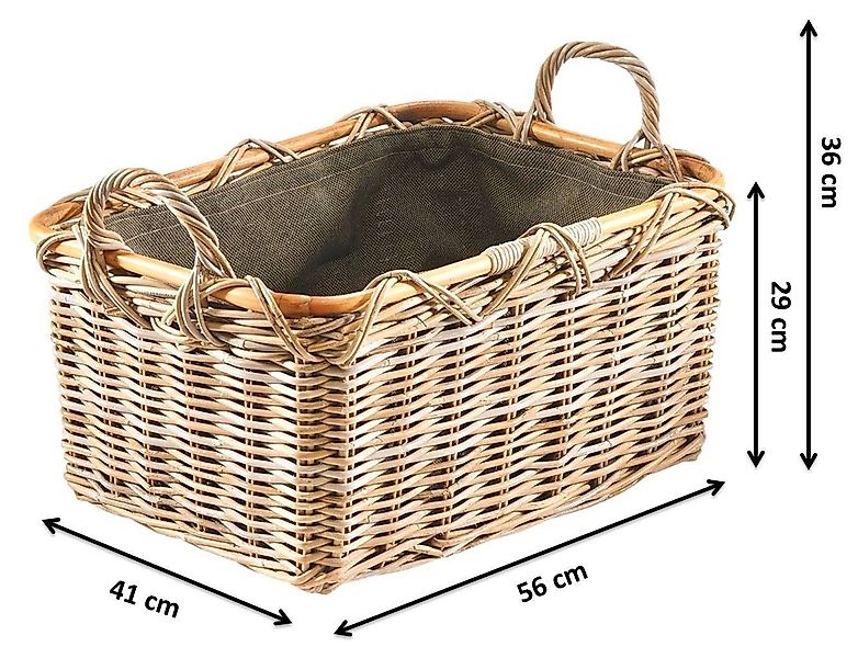 Kobolo Kaminholzkorb Holzkorb aus Rattan grau günstig online kaufen