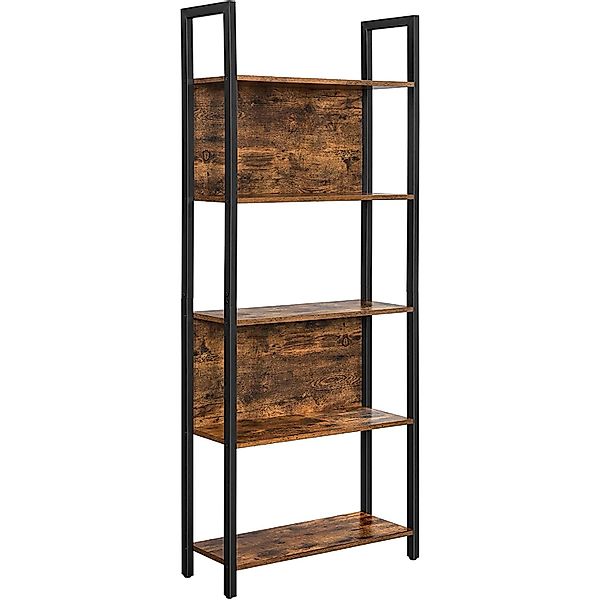 Vasagle Bücherregal 3 Ebenen 24 x 62 x 165 cm Braun-Schwarz günstig online kaufen