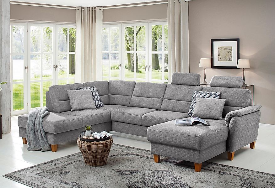 Home affaire Wohnlandschaft "Palmera U-Form", Federkern, wahlweise mit Bett günstig online kaufen
