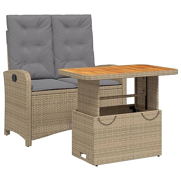 vidaXL 2-Tlg Garten-Essgruppe mit Kissen Beige Poly Rattan 3277370 günstig online kaufen