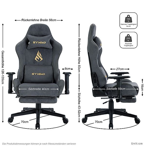 symino Gaming-Stuhl Drehstuhl, verstellbare Armlehnen und günstig online kaufen