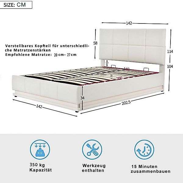 Furnishings Home Polsterbett 190/200cm hydraulisches Bett Doppelbett mit LE günstig online kaufen