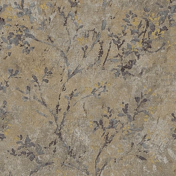 PROFHOME 396501-GU Landhaus Tapete Floral Braun Grau Gold 0,53 m x 10,05 m günstig online kaufen