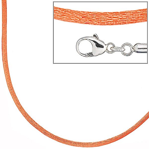 SIGO Collier Halskette Seide orange 42 cm, Verschluss 925 Silber Kette günstig online kaufen