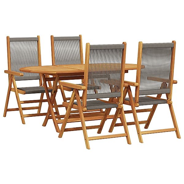 vidaXL 5-tlg Garten-Essgruppe Grau Massivholz Akazie & Poly Rattan 3375738 günstig online kaufen