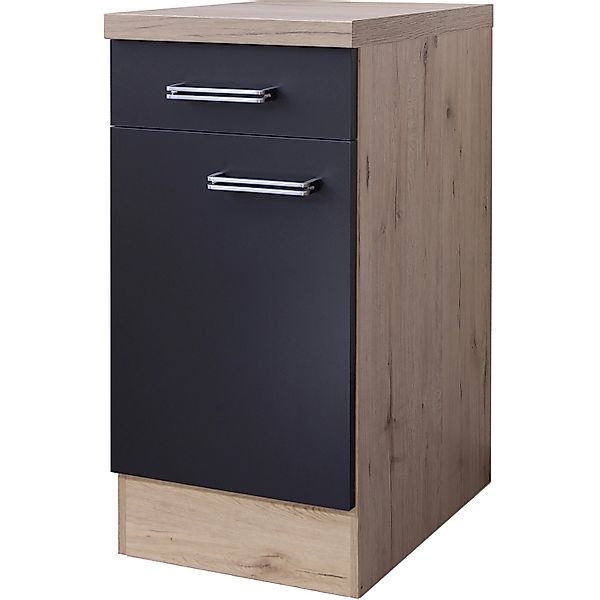 Flex-Well Exclusiv Küchen-Unterschrank Lara 40 cm Anthrazit-San Remo Eiche günstig online kaufen