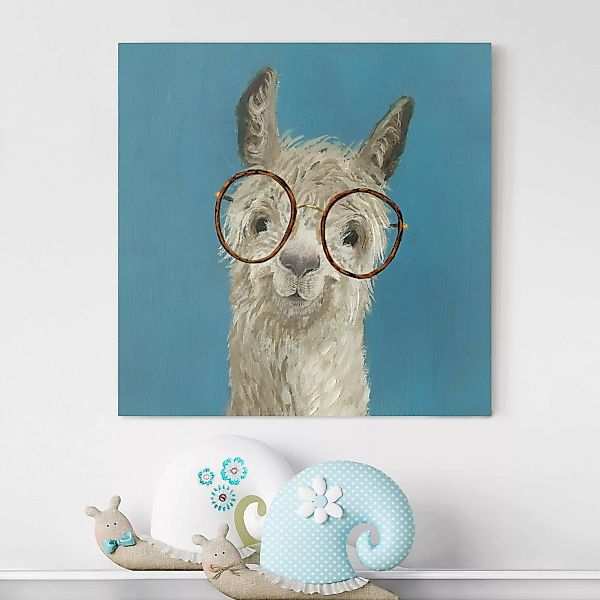 Leinwandbild Tiere - Quadrat Lama mit Brille I günstig online kaufen