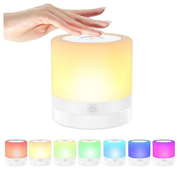 PRIISF LED Tischleuchte RGB Nachttischlampe Touch Dimmbar Tischlampe 7 Farb günstig online kaufen