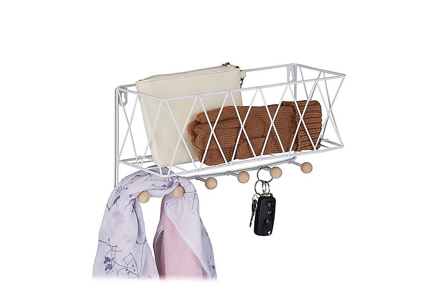 relaxdays Wandregal mit Hakenleiste, weiß günstig online kaufen