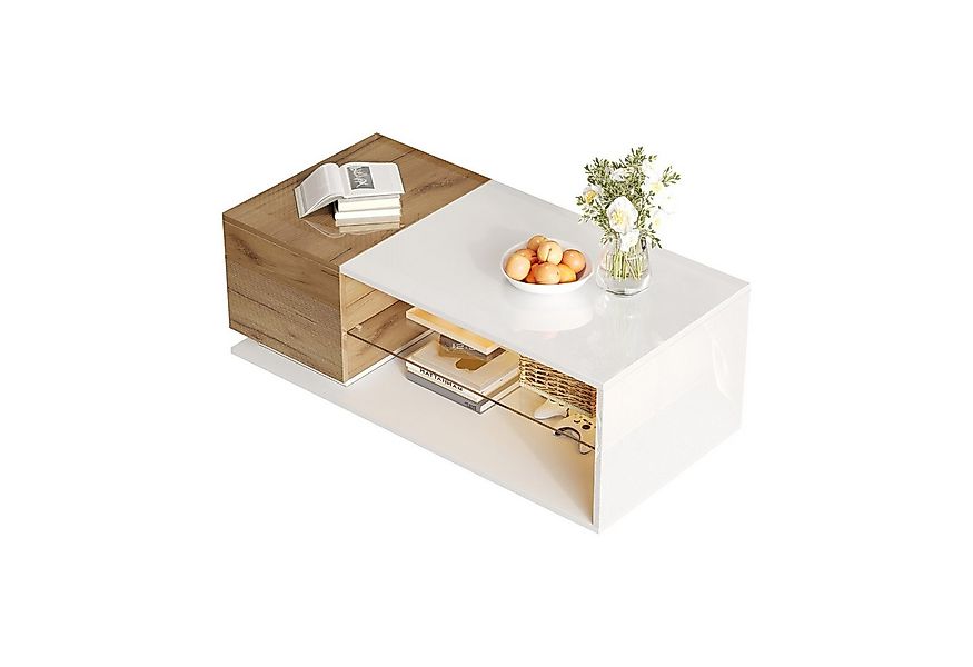 OKWISH Couchtisch Kaffeetisch mit Stauraum (Wohnzimmertisch, Satztisch, 1-S günstig online kaufen