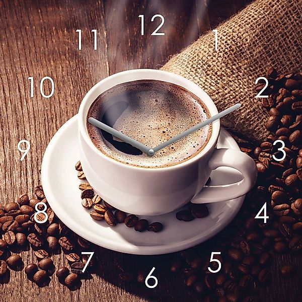 Levandeo® Wanduhr (Wanduhr Glas 20x20cm Kaffee günstig online kaufen