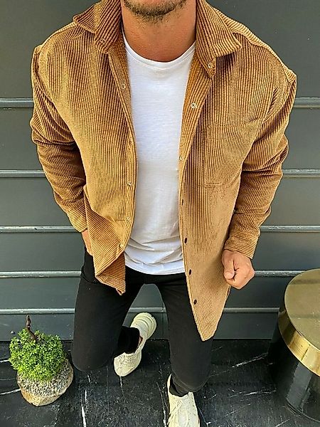 Megaman Jeans Langarmhemd Herren Cord Hemd Oversize Baumwolle Hemdjacke günstig online kaufen