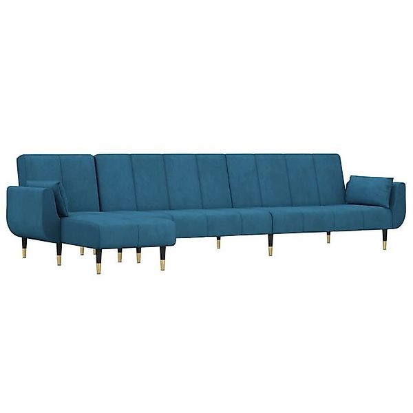 vidaXL Sofa Schlafcouch Schlafsofa in L-Form Blau 275x140x70 cm Samt Chaise günstig online kaufen