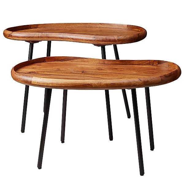 FINEBUY Satztisch Couchtisch 2-teilig Massivholz Satztische günstig online kaufen