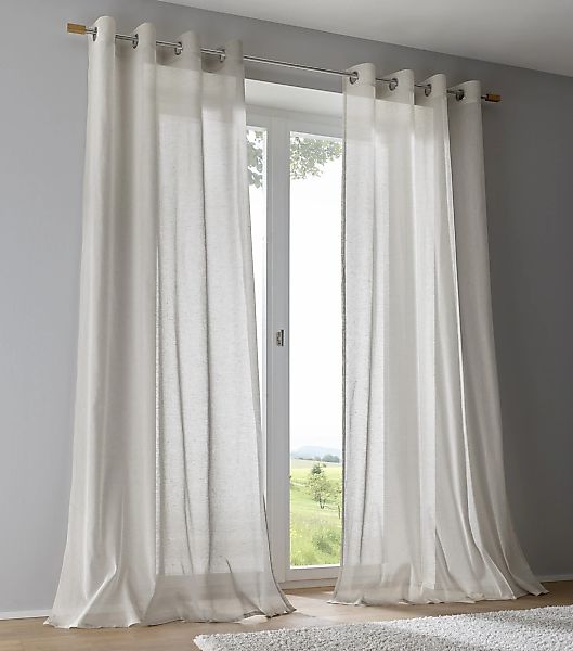 Kutti Vorhang "Brondby" Ösen 1 Stk. tlg. Landhausgardine Leinenoptik Natur günstig online kaufen