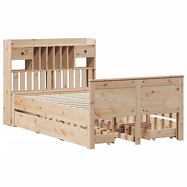 vidaXL Massivholzbett mit Regal ohne Matratze 135x190 cm Kiefernholz 330893 günstig online kaufen