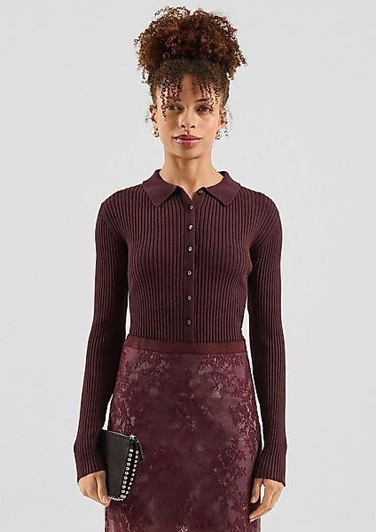 QS T-Shirt Strickjacke Schmaler, durchgeknöpfter Ripp günstig online kaufen