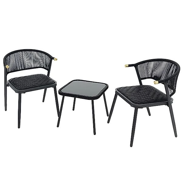 Costway Rattan Gartenmöbel Set 2 Stühle & Tisch für Kleinen Balkon günstig online kaufen