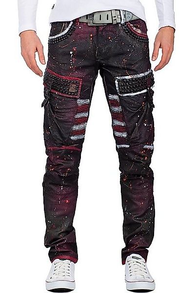 Cipo & Baxx 5-Pocket-Jeans Biker Hose BA-CD636 Bordeaux W38/L32 (1-tlg) mit günstig online kaufen