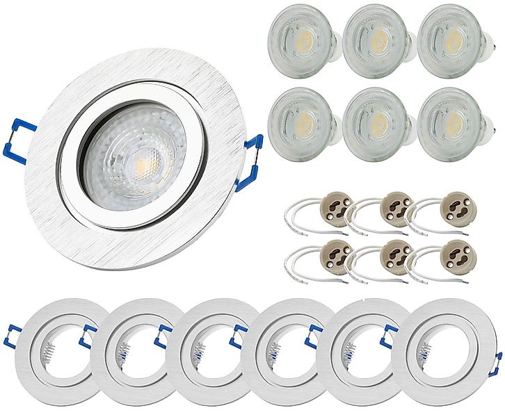 Sweet LED LED Einbaustrahler 6er Set IP44 Bad Aluminium GU10 7W LED Spots 2 günstig online kaufen