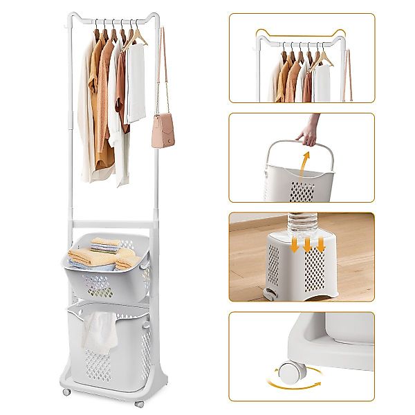 Simloveve Wäschekorb Wäschebox 3 Fächer Wäschesortierer günstig online kaufen