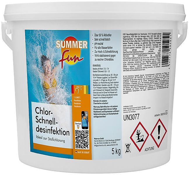 SUMMER FUN Chlorgranulat "Chlor-Schnelldesinfektion", 5 kg Granulat günstig online kaufen