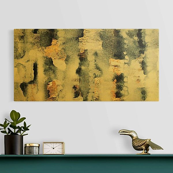 Leinwandbild Abstraktes Aquarell mit Gold günstig online kaufen