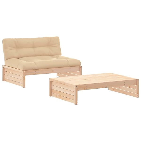 vidaXL 2-tlg Garten-Lounge-Set mit Kissen Massivholz günstig online kaufen