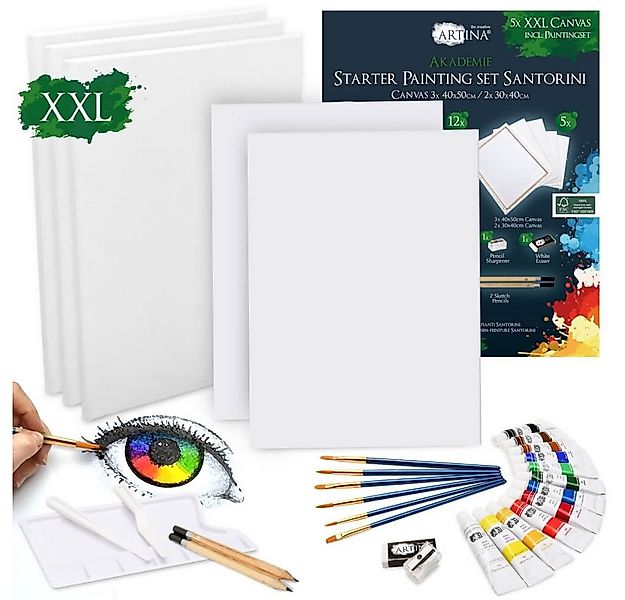 Artina Malerset 30tlg Keilrahmen & Acrylfarben Set Santorini Malset Acryl, günstig online kaufen
