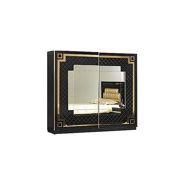 JVmoebel Kleiderschrank Schwarz-Goldener Schlafzimmerschrank Designer Spieg günstig online kaufen
